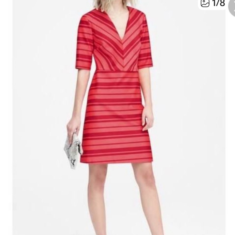 Elegant Red Striped Dress